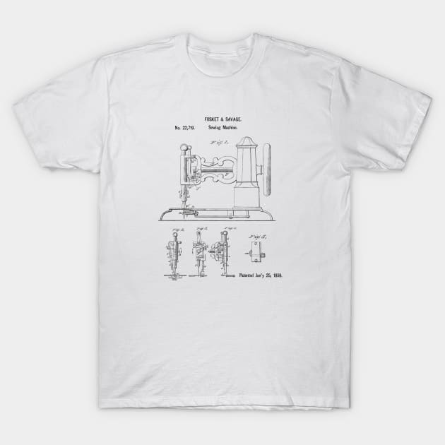 Vintage Sewing Machine Patent Art c1859 T-Shirt by SheckMastaFlex